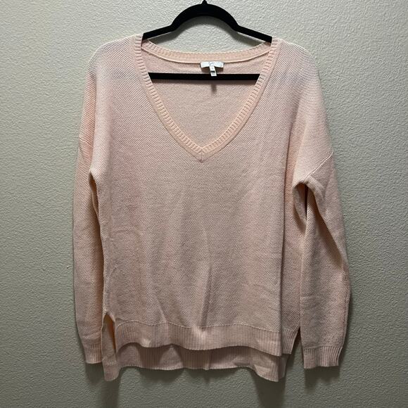Joie Soft Blush Pink V-Neck Sweater Loose Knit Size Small Wool Cashmere Blend - Picture 2 of 7
